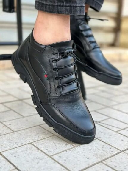 Demi boots  black en cuir véritable